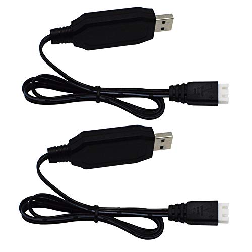 Blomiky 2 Pack H102 7.4V 1.3A Lithium Battery Charger Cable with XH-3P Connector Plug for RC Truck 7.4V 2S Lipo Battery and H120 H100 H101 H103 H110 H112 H108 RC Boat and Trucks Quadcopter H106 USB 2