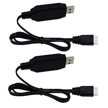 Blomiky 2 Pack H102 7.4V 1.3A Lithium Battery Charger Cable with XH-3P Connector Plug for RC Truck 7.4V 2S Lipo Battery and H120 H100 H101 H103 H110 H112 H108 RC Boat and Trucks Quadcopter H106 USB 2