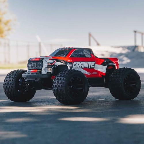 ARRMA RC Truck 1/18 Granite GROM MEGA 380 Brushed 4X4 Monster Truck RTR with Battery & Charger, Red, ARA2102T2 - color: Red