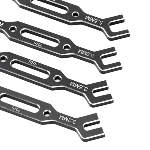 Yosoo Health Gear RC Ball Tie Rod Adjustment Wrench Set, 4PCS Aluminium Alloy Turnbuckle Nut Tool 3.0-6.0mm Sizes, for Car Crawler Drone Boat Repair (Black) - color: Black