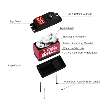 2 Pack High Torque Full Metal Gear 30KG Digital Servo Motor, DS3230MG Upgraded Waterproof Steering RC Servo for 1/8 1/10 Scale RC Car Crawler Control Angle 180°