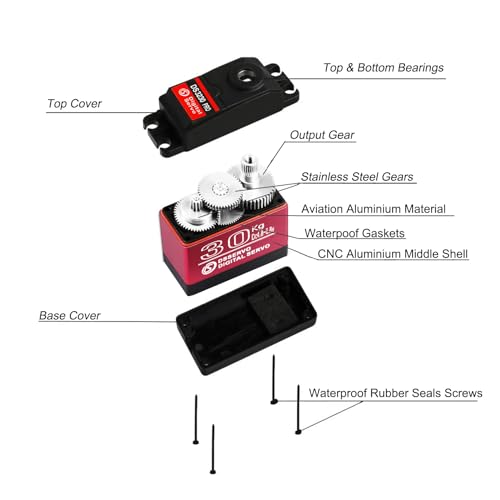 2Pack DS3230MG Upgraded High Torque 30KG Digital Servo Motor, Full Metal Gear Waterproof Steering RC Servo for 1/8 1/10 Scale RC Car Crawler Control Angle 270°