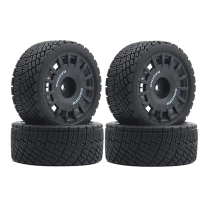 Lifehead 67mm RC On-Road Rally Car Tires and Wheels for 1/10 RC On-Road Touring Drift Car HSP Tamiya XV01 TT01 TT02B HPI Kyosho FAZER MK2 /12mm Hex - color: Black a