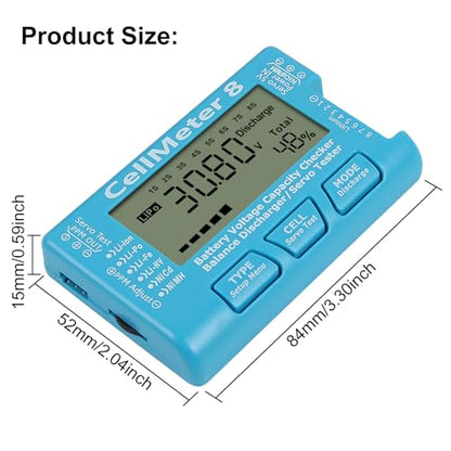 RC Cellmeter 8 Digital Battery Capacity Checker Controller Tester Voltage Tester for LiPo Life Li-ion NiMH Nicd Cell Meter (8 in 1 cellmeter)