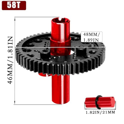 58T Slipper Clutch Upgrades Part for 1/10 Granite Senton 3S & Mega550, Vorteks Big Rock 3S, Kraton Outcast 4S, 1/8 Typhon 3S, Steel RC 58T 0.8Mod Spur Gear w/Slipper Shaft,Red
