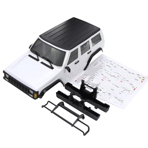 RC Cars Models Compatible with TRX4-M for Bronco for Defender for Cherokee Wheelbase Hardtop Body Shell Kit with Front Rear Bumpers 1/18 RC Crawler(White) - color: White