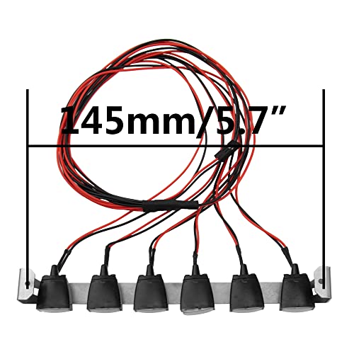 ShareGoo RC Car Roof Light Bar Kit Body Shell Roof Luggage Lights Compatible with Traxxas TRX-4 TRX4 Axial SCX10 RC4WD D90 HSP RGT 1/10 RC Crawler Car Truck (6Led Light) - style: 6Led Light
