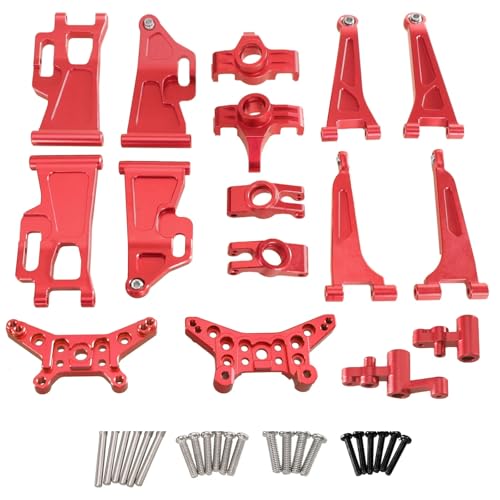 For Mjx For Hyper Go 14210 14209 H14BM Metal Steering Cup Upper Lower For Swing Arm Set Shock Tower Bracket Body Post RC Car Upgrade Parts Models(Red) - color: Red