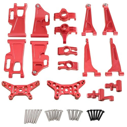 For Mjx For Hyper Go 14210 14209 H14BM Metal Steering Cup Upper Lower For Swing Arm Set Shock Tower Bracket Body Post RC Car Upgrade Parts Models(Red) - color: Red