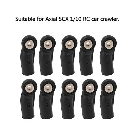 Dilwe 10PCS M4 Rod End Linkage Ball Fit for Axial SCX 1/10 RC Car Crawler, M4 Link Rod End Joint Steering Linkage Ball RC Car Ball End RC Accessories(Side Bent)