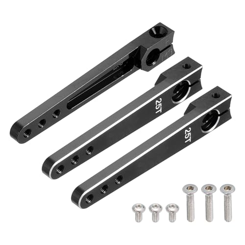 MECCANIXITY Aluminum Alloy 2 inch 25T Steering Servo Arm Horn Black for Car/Boat/Airplane Boat Accessories Pack of 3 - color: Black