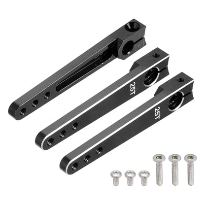 MECCANIXITY Aluminum Alloy 2 inch 25T Steering Servo Arm Horn Black for Car/Boat/Airplane Boat Accessories Pack of 3 - color: Black