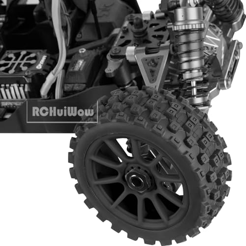 RC Buggy Tires 17mm Hex Wheels and Tires for 1/8 Scale Car Typhon 3S 6S,HSP Off-Road,Kyosho MP10,1/8 Scale RC Buggy Wheels & Rubber Tires,Black - color: Black(4pcs)