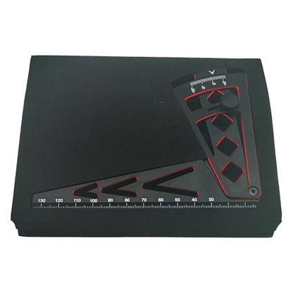 RC Car Wheel Height Measuring Multifunctional Ruler Car Camber Gauge Adjustable for 1/10 1/8 RC Crawler(Red Black)