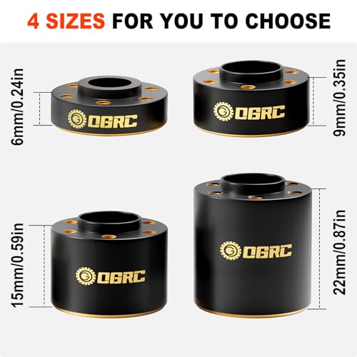 OGRC 1.9 Wheel Adapter Widen 15mm Brass Wheel Weights for 1/10 SCX10 TRX4 | 12mm Hex, 31.5/pc, 126g Total Weights, for Traxxas Axial Redcat RC Crawler Car (15mm)