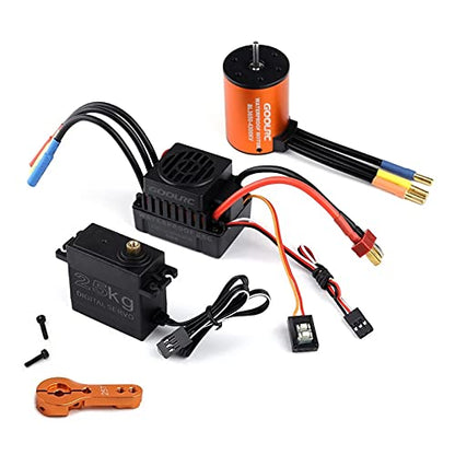 HUIOP Motor, Motor Combo Set 3650 4300KV Motor 60A Brushless ESC 25kg Servo w/ 25T Servo Arm for 1/10 RC Car Off-Road Truck