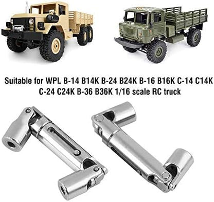 RC Car Drive Shaft, 2 Pcs Metal Universal RC Drive Shaft for WPL 1/16 Scale RC Military Truck RC Model Upgrade Parts Accessories