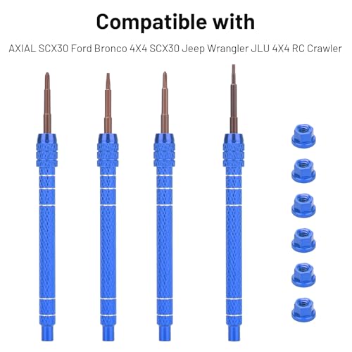 RC Screw Driver Set, daitoku RC Tool Kit Include PH1.5mm/2.0mm H1.3mm T4 Plum for AXIAL SCX30 Ford Bronco 4X4 SCX30 Jeep Wrangler JLU 4X4 (Blue) - color: Blue