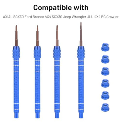 RC Screw Driver Set, daitoku RC Tool Kit Include PH1.5mm/2.0mm H1.3mm T4 Plum for AXIAL SCX30 Ford Bronco 4X4 SCX30 Jeep Wrangler JLU 4X4 (Blue) - color: Blue
