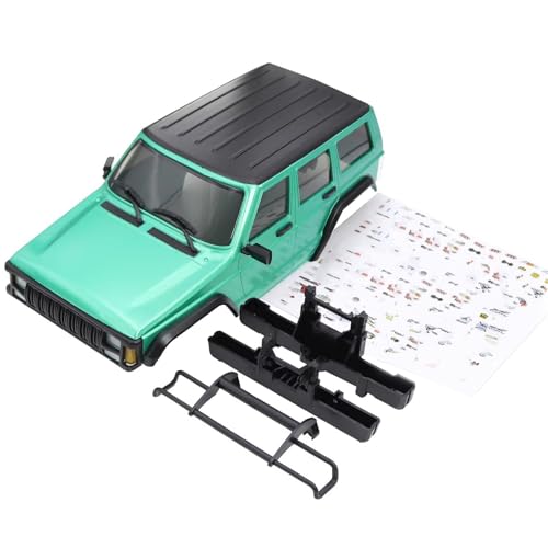 RC Cars Crawler Parts Compatible with TRX4-M for Bronco for Defender for Cherokee Wheelbase Hardtop Body Shell Kit with Front Rear Bumpers 1/18 RC Crawler(Green) - color: Green