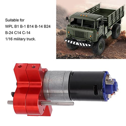Dilwe RC Motor Gear Box Set, RC Transmission Gear Box with 370 Motor Upgrade Parts for WPL B1 B?1 C14 C?14 1/16 Truck(Red)
