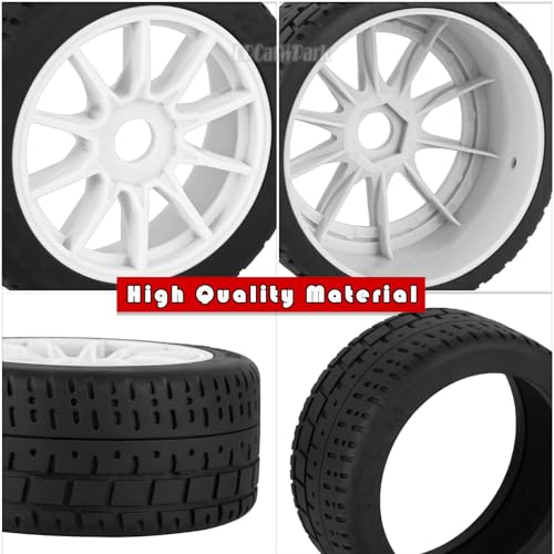 RC Highway Tires Wheel for 1/8 Typhon 6s BLX,1/7 Infraction 6S BLX/Limitless,RC Drift Off Road Buggy Rally Truck Wheels and Tires,4PCS RC High Speed Wheel Highway Rubber Tires,White - color: White - (4pcs High Speed Wheel)
