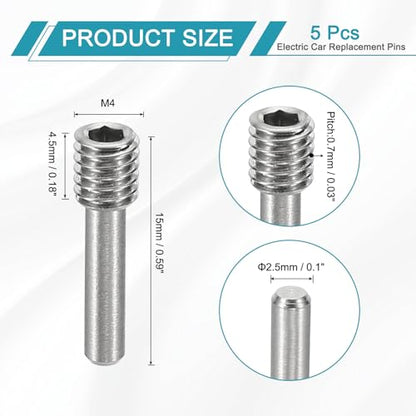 MECCANIXITY 5 Pack Driveshaft Screw Pins, M4x15x4.5mm Universal Stainless Steel Drive Shaft Screw Pins, RC Car Repair Parts for Electric Car/Truck Replacement - size: M4x15x4.5mm