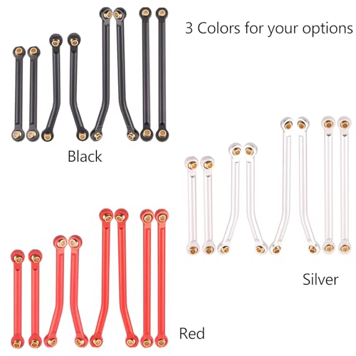 RC Aluminum Alloy High Clearance Links Set Chassis Linkage Suspension Links Compatible with Traxxas TRX4M 1/18 Bronco Defender RC Crawler Upgrade Parts, 8PCS - Black
