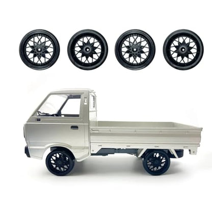 RC Vehicles Parts for WPL D12 D42 4pcs/Set Drift Tires Bald Tyres Wheel Hub Kits RC Truck Modification Parts Children for(Black) - color: Black