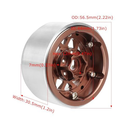 4PCS 1.9" Beadlock Wheel Rims Offset-10mm Aluminum Alloy Metal Wheel Hub for 1/10 RC Rock Crawler Car for Axial SCX10 TRX4 TRX6 D90 D110 Upgrade Accessories(Y-Shaped Grey) - color: Y-shaped Grey