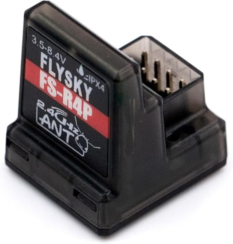 Flysky FS-R4P 4CH Receiver 2.4GHz ANT for RC Car/Boat | ANT Protocol, 2.4GHz Signal 4 PWM Outputs, Single Antenna, Compatible with FS‑G7P, FS‑ST8, FS‑MG41 & FS‑MG4