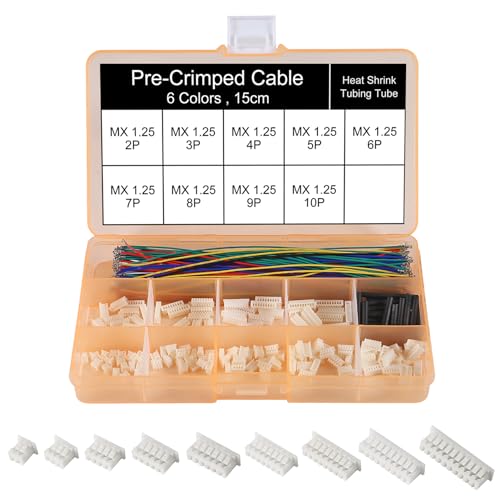 1.25mm Connectors Plug Kit with 15cm Pre-Crimped Cable Wire 2/3/4/5/6/7/8/9/10/12 PIN House Compatible with JST GH Molex PicoBlade Connector 1.25mm Pitch - color: Orange