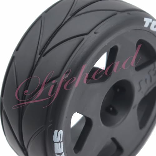 Lifehead 65mm On Road Rubber Tires& Wheels Rims 12mm Hex Hub for HPI Ken Block's Tamiya XV01 TT01 TT02B Kyosho FAZER MK2 Lc Racing PTG HSP RGT RC 3RACING D5 1/10 RC Rally Car - color: Black 2