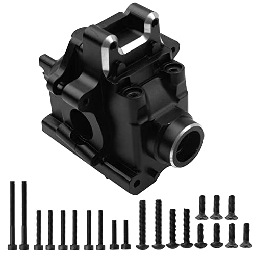 Metal Front/Rear Gearbox Housing Bulkhead Differential Gear Box Cover Case # 9529 Compatible with Traxxas 1/8 Sledge 4WD 95076-4 RC Monster Truck Upgarde Parts (Black) - color: Black