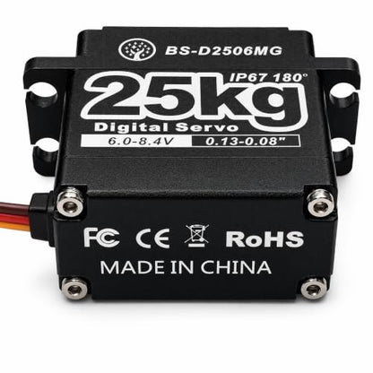25KG Large Torque HV IP67 Waterproof Digital Servo with 25T Servo Horn Full Metal Gear for RC Car and Truck Robot Parts (BS-D2506MG-180 Degree) - color: Bs-d2506mg-180 Degree