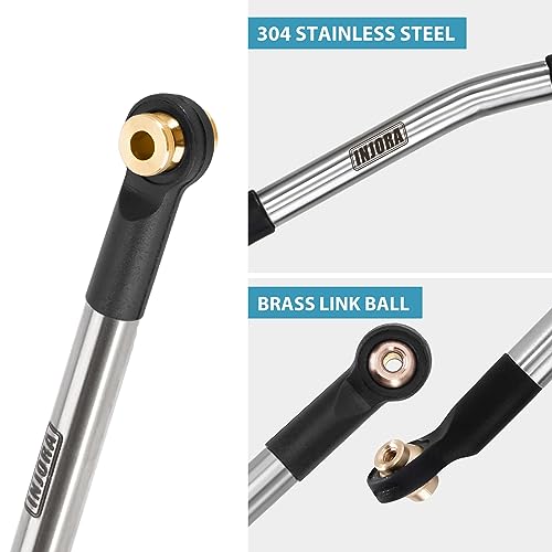 INJORA Stainless Steel High Clearance Chassis Links and Steering Links Set for FMS FCX24 Upgrade 1/24 RC Crawler