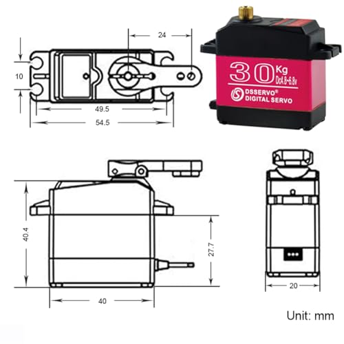 DS3230MG 30KG Metal Gear Digital Servo High Torque Steering Gear Servo, Waterproof Aluminium Case RC Servo Motor for 1/8 1/10 1/12 RC Cars (Control Angle 270°, Pack of 2pcs) - style: 2PCS 30KG DS3230 - 270°