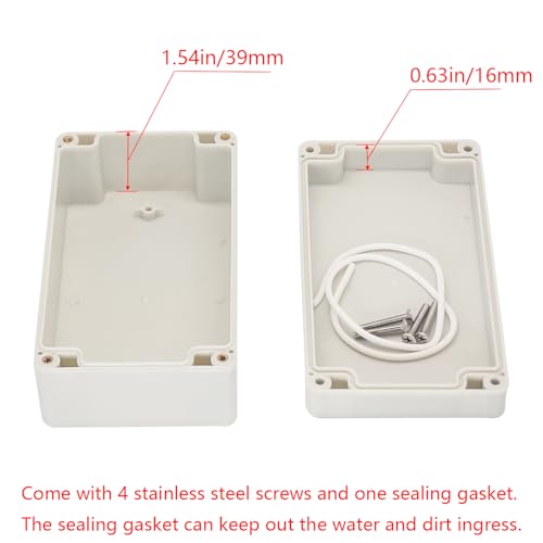 Project Box IP65 Waterproof Junction Box ABS Plastic Electrical Boxes DIY Electronic Project Case Power Enclosure White6.22x3.54x2.36 inch (158 x 90 x60 mm) - color: White, size: 6.22"x3.54"x2.36"
