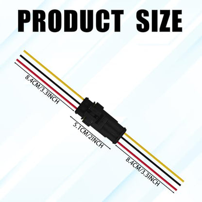 3 Pin 18 AWG Waterproof Electrical Wire Connector Kit, Push-in Quick Wire Connector with Male/Female Plugs & 10cm Pigtails, 1.5mm Series Terminal Plug for Car, Truck, Boat (5 Pack) - size: 3 Pin-5pack