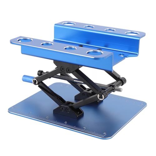 Dpofirs Rotatable Height Adjustable RC Car Platform | Stable Metal Work Stand for 1:8 1:10 Scale Repair (Blue) - color: Blue