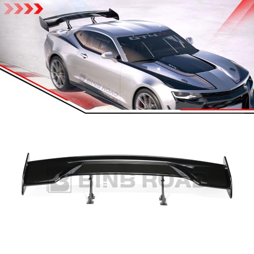 57" Car Rear GT Wing Spoiler, ABS & Aluminum Alloy Universal Rear Spoiler with Adjustable Bracket, Black - style: Glossy Black