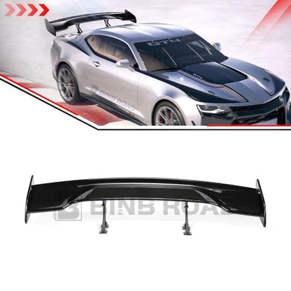 57" Car Rear GT Wing Spoiler, ABS & Aluminum Alloy Universal Rear Spoiler with Adjustable Bracket, Black - style: Glossy Black