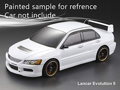 1/10 Scale RC Onroad Racing Drift Touring Car Transparent Clear Lexan Body Shell (Lancer EVO9) - style: Lancer EVO9