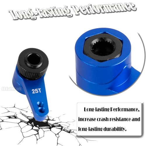 Aluminum 25T Unloading Steering Servo Horn Servo Arm Upgrades Part for 1/10 RBX10 SCX10 90046 Capra 1.9 UTB L0 S1 1/8 LMT Solid AXLE 4WD Monster Truck LOS04022 RC Car,Navy Blue - color: Navy Blue - (25t Servo Arm)