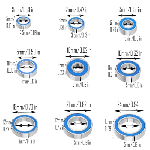 RC 27Pcs Bearings Kit Upgrades Part for 1/10 Maxx 4S / 89076-4,Rubber Sealed Precision Ball Bearings,Navy Blue - color: 1 Set - Navy Blue