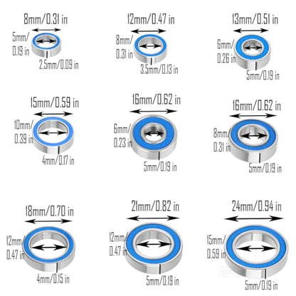 RC 27Pcs Bearings Kit Upgrades Part for 1/10 Maxx 4S / 89076-4,Rubber Sealed Precision Ball Bearings,Navy Blue - color: 1 Set - Navy Blue