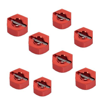 8pcs/Set Aluminum 12mm Wheel Hex Hubs Drive Adapter 5mm Thickness with 2x10mm pins for Redcat Axial HSP WLtoys Himoto Truck Model Car Upgrade Parts(Red) - color: Red