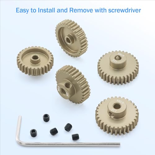 M0.6 Pinion Gear Set 3.175mm 29T 30T 31T 32T 33T Aluminum Alloy Metal Pinion Motor Gear for 1/10 RC Car Motor (5PCS) - size: 29T 30T 31T 32T 33T