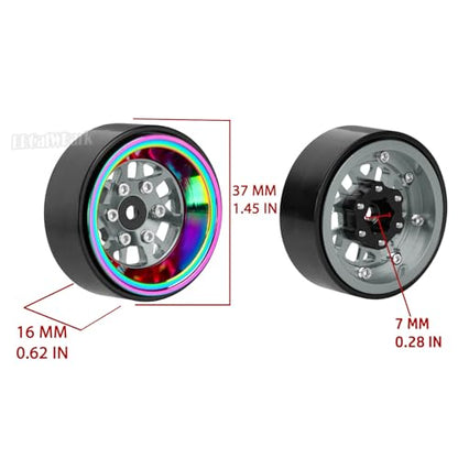 RC 1.3 Beadlock Wheel Rims for 1/18 TRX4M 1/24 SCX24 RC Crawler Car,Aluminum Alloy Beadlock Wheel Rim Hub,4Pcs RC Off Road Buggy Rally Truck Car Wheels Rims,Titanium - color: Titanium - (1.3 Beadlock Rims)