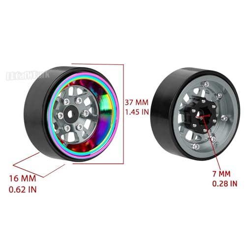 RC 1.3 Beadlock Wheel Rims for 1/18 TRX4M 1/24 SCX24 RC Crawler Car,Aluminum Alloy Beadlock Wheel Rim Hub,4Pcs RC Off Road Buggy Rally Truck Car Wheels Rims,Titanium - color: Titanium - (1.3 Beadlock Rims)